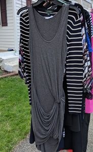 Worn once gray tank high low knot dress size med.